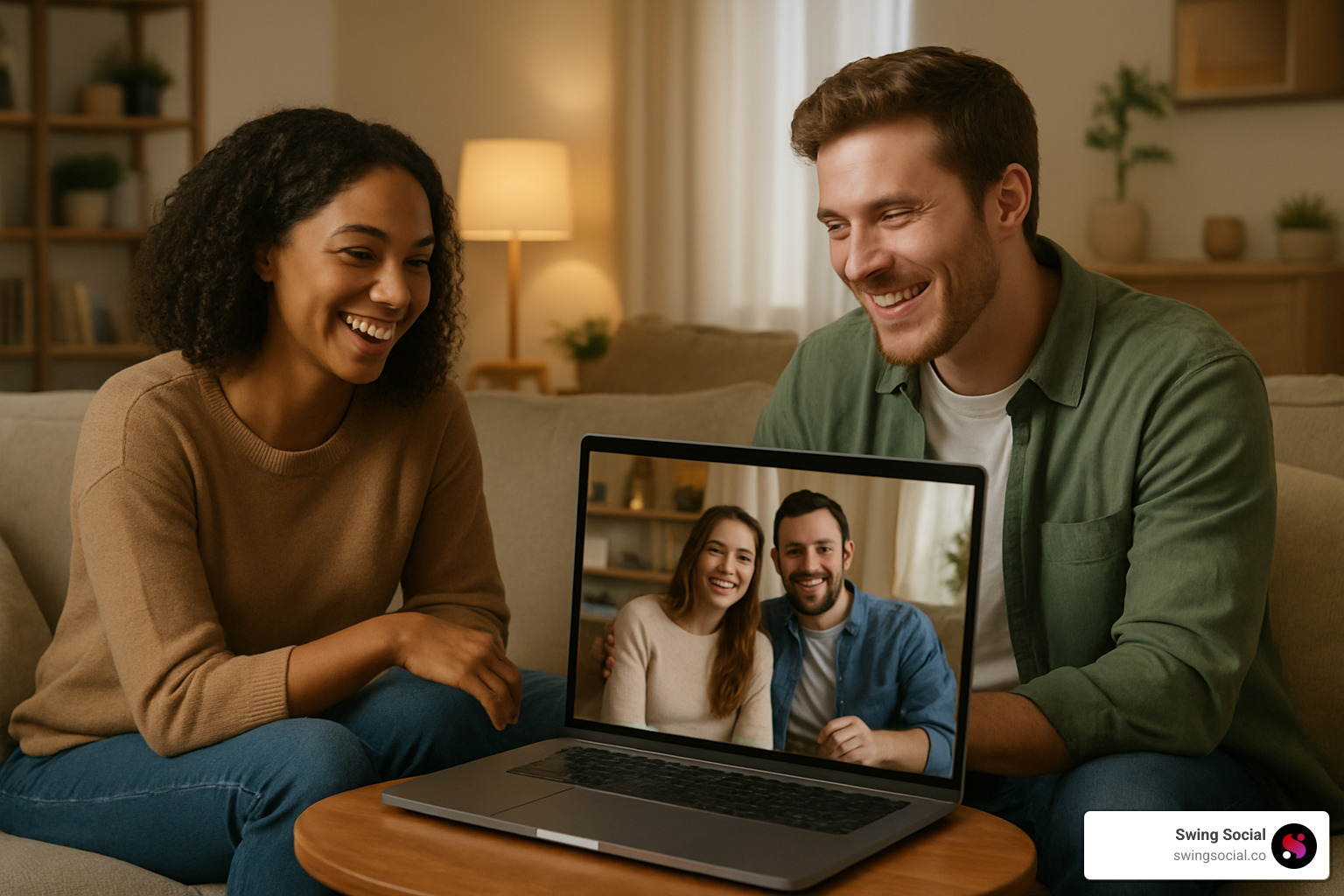 Couples connecting online through video chat - cam couple swap